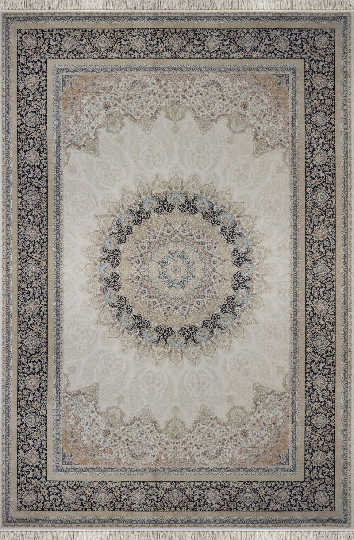 Vendome Palace 5471 Lacivert Krem - Viskon Bambu Halı | Dokuma Salon Halısı